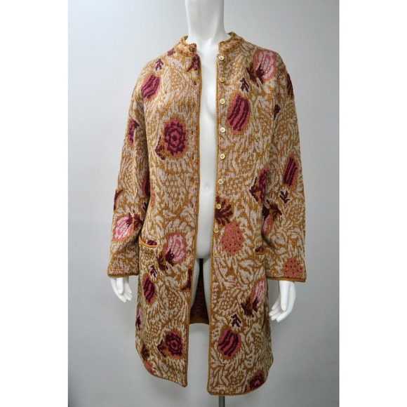 Vintage Neiman Marcus Adrienne Vittadini Gold Mettalic Cardigan Sweater - Picture 3 of 6